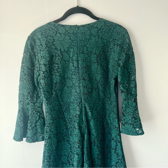 Lulus Dark Green Lace Dress Bell Sleeves - Picture 7 of 8